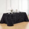 3D Rosette Rose Satin Tablecloth for Wedding and Event Decoration