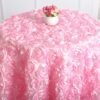 3D Rosette Rose Satin Tablecloth for Wedding and Event Decoration