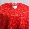 3D Rosette Rose Satin Tablecloth for Wedding and Event Decoration