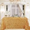 3D Rosette Rose Satin Tablecloth for Wedding and Event Decoration