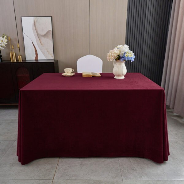 Burgundy velvet heavy tablecloth for wedding and banquet use
