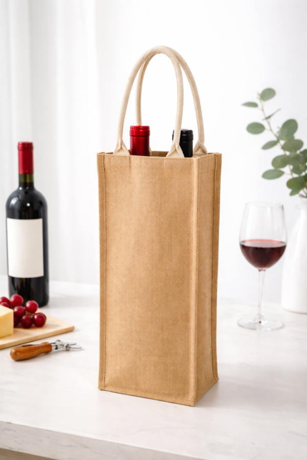 Custom Jute Wine Bag with Clear Window