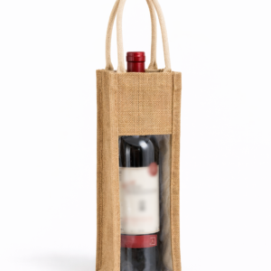 Custom Jute Wine Bag with Clear Window