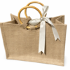 eco jute tote bag with bamboo handle natural color