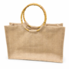 eco jute tote bag with bamboo handle natural color