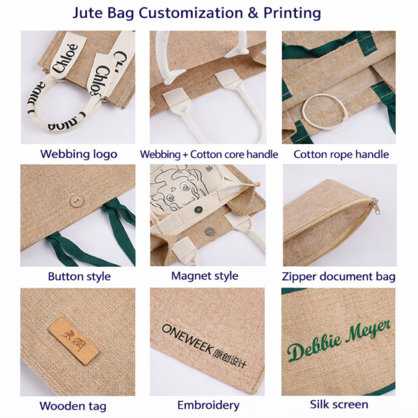 custom jute tote bag