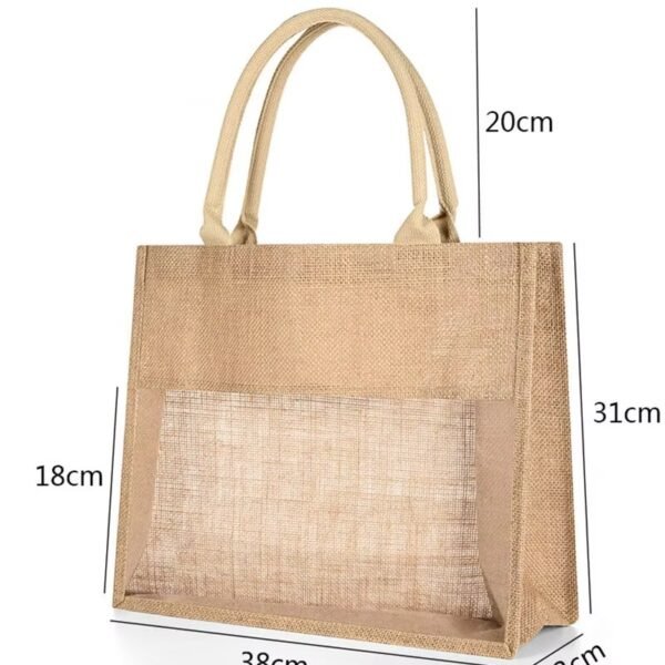 burlap tote bag with clear display window wholesale