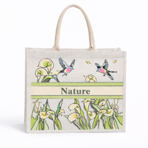 Custom Printed Jute Tote Bag – Colorful Burlap Shopping Bag with Logo