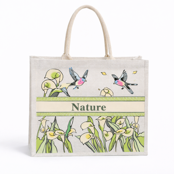 Custom Printed Jute Tote Bag – Colorful Burlap Shopping Bag with Logo