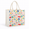 Custom Printed Jute Tote Bag – Colorful Burlap Shopping Bag with Logo