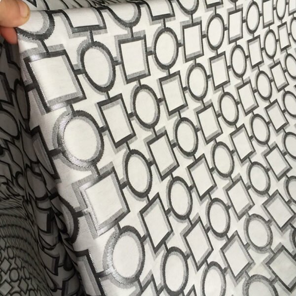 Black Geometric Jacquard Tablecloth Modern Style | TC-B036