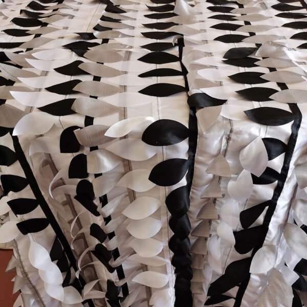 Black & White Leaf Textured Tablecloth for Modern Luxury Events – ESW004