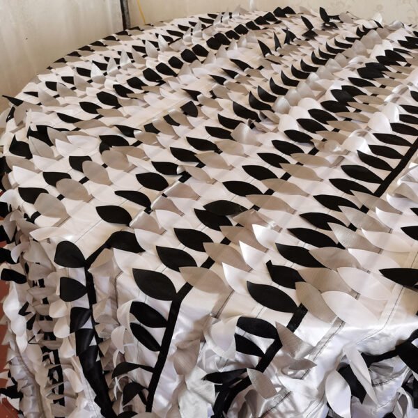 Black & White Leaf Textured Tablecloth for Modern Luxury Events – ESW004