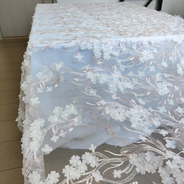 blue embroidered tablecloth (3) Light Beige Floral Embroidered Custom Tablecloth for Wedding Events – ESW008