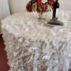 champagne embroidered tablecloth (2) Champagne Embroidered 3D Petal Taffeta Tablecloth for Luxury Banquets – ESW003