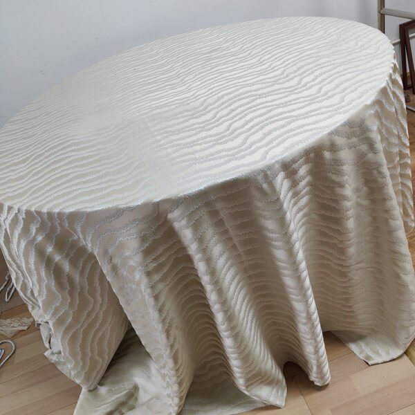 Champagne Wave Jacquard Tablecloth for Luxury Banquets | TC-B076