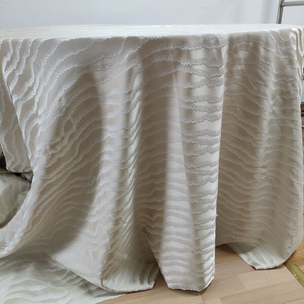 Champagne Wave Jacquard Tablecloth for Luxury Banquets | TC-B076