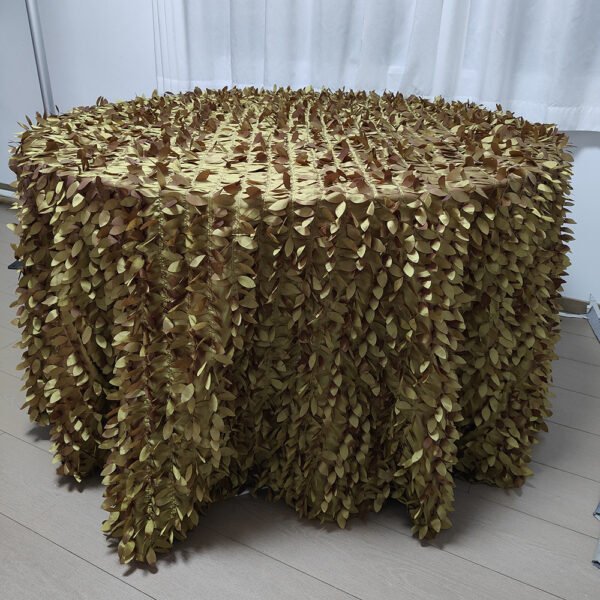 Champagne Embroidered Petal Taffeta Tablecloth for Modern Luxury Banquets – ESW005