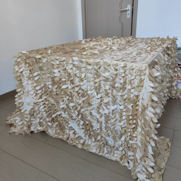 Champagne Embroidered Petal Taffeta Tablecloth for Modern Luxury Banquets – ESW005