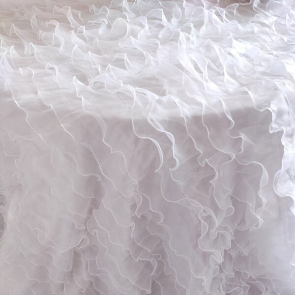 French Style White Embroidered Pleated Tulle Tablecloth for Luxury Weddings – ESW002