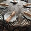 White Geometric Jacquard Tablecloth Custom Shape | TC-B004