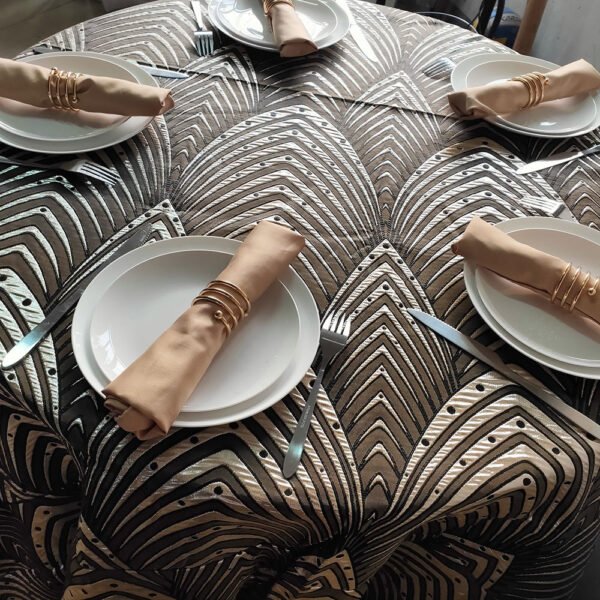White Geometric Jacquard Tablecloth Custom Shape | TC-B004