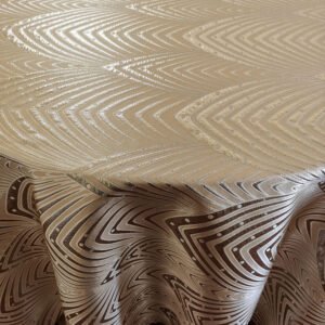 White Geometric Jacquard Tablecloth Custom Shape | TC-B004