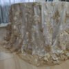 gold embroidered tulle tablecloth (1) Gold Rose Branch Embroidered Tulle Tablecloth for French Wedding – ER061
