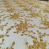 gold floral tablecloth, (5) Gold Sequin Floral Vine Embroidered Tulle Tablecloth for Wedding – ER039