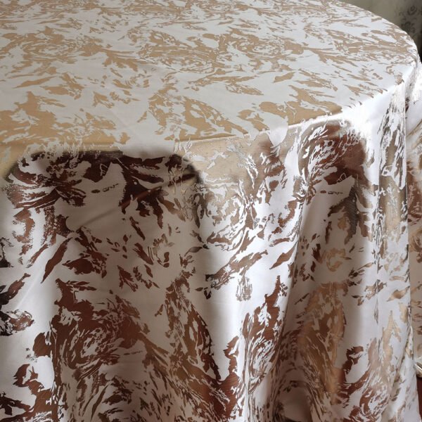 Gold Jacquard Satin Tablecloth Round Wedding | TC-B015