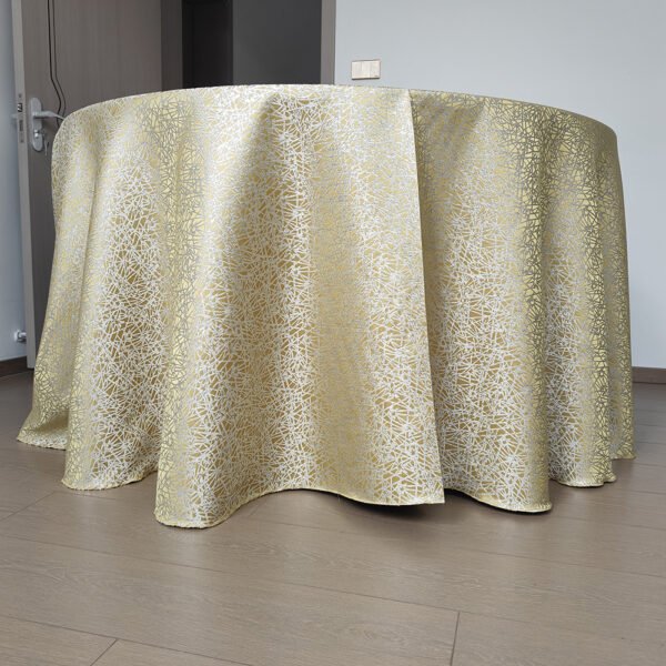 Gold Artistic Line Jacquard Tablecloth for Wedding & Commercial Events – B103