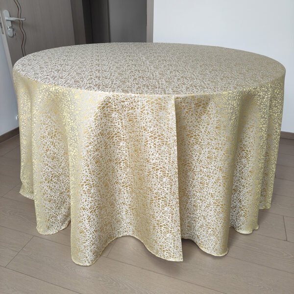 Gold Artistic Line Jacquard Tablecloth for Wedding & Commercial Events – B103