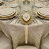gold jacquard tablecloth (4) Gold Swirl Jacquard Tablecloth Luxury Banquet Style | TC-B037