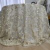 Gold Sequin Leaf Vine Embroidered Tulle Tablecloth for Luxury Banquets – ER067
