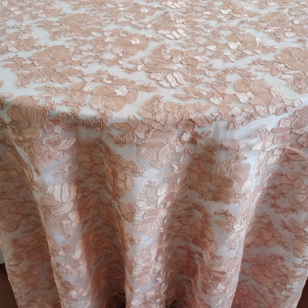 Gold Rose Floral Embroidered Tulle Tablecloth for Wedding & Banquet – ER009