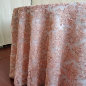 Gold Rose Floral Embroidered Tulle Tablecloth for Wedding & Banquet – ER009