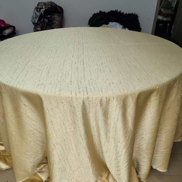 gold round tablecloth (1) Gold Jacquard Round Tablecloth for Event Decor | TC-B116