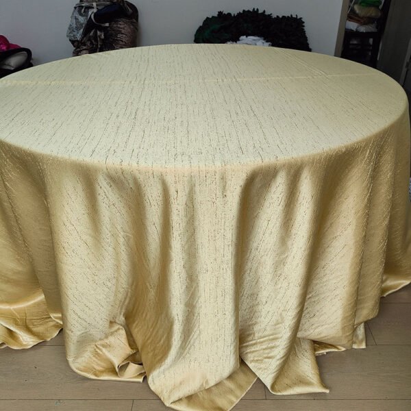 gold round tablecloth (2) Gold Jacquard Round Tablecloth for Event Decor | TC-B116
