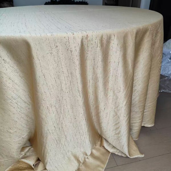 gold round tablecloth (5) Gold Jacquard Round Tablecloth for Event Decor | TC-B116