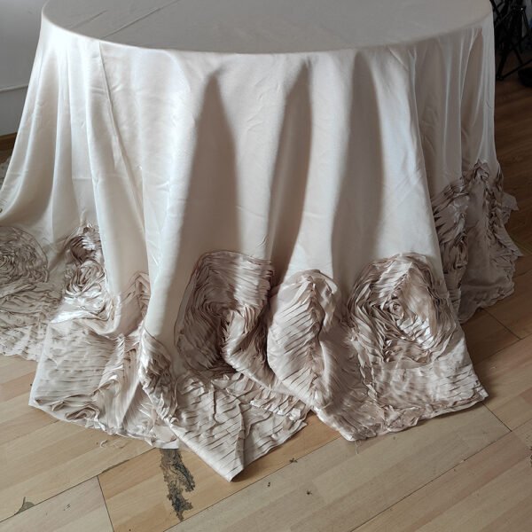 Gold 3D Rose Satin Tablecloth for Luxury Wedding & Banquet Decor