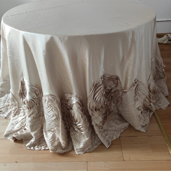 Gold 3D Rose Satin Tablecloth for Luxury Wedding & Banquet Decor
