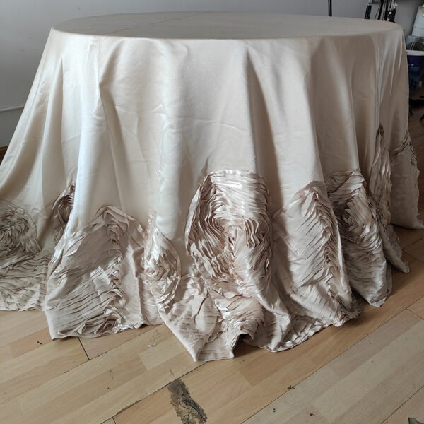 Gold 3D Rose Satin Tablecloth for Luxury Wedding & Banquet Decor
