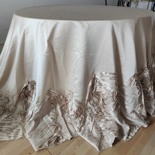 Gold 3D Rose Satin Tablecloth for Luxury Wedding & Banquet Decor