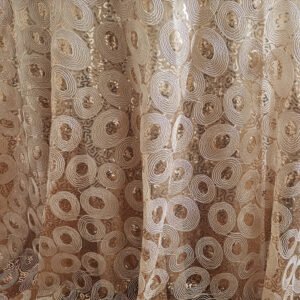 Gold Sequin Geometric Circle Embroidered Tulle Tablecloth – ER025