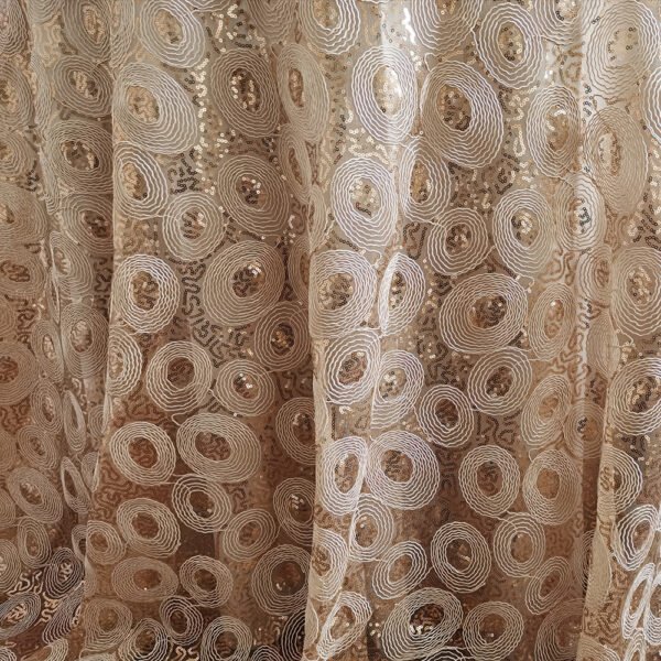 Gold Sequin Geometric Circle Embroidered Tulle Tablecloth – ER025