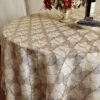gold sequin tablecloth (5) Gold Sequin Geometric Fan Pattern Embroidered Tulle Tablecloth – ER038
