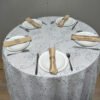 grey embroidered tablecloth (3) Light Grey Silver Vine Embroidered Tulle Tablecloth for High-End Banquets – ER001