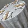 grey embroidered tablecloth (4) Light Grey Silver Vine Embroidered Tulle Tablecloth for High-End Banquets – ER001