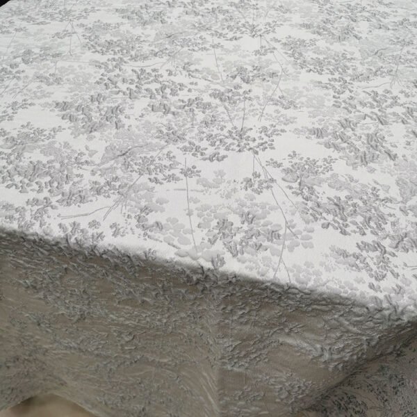 Grey Vintage Botanical Jacquard Tablecloth | TC-B075
