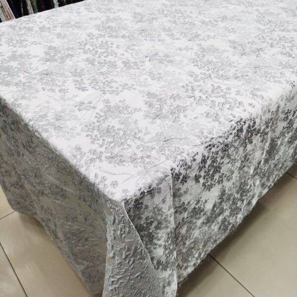 Grey Vintage Botanical Jacquard Tablecloth | TC-B075